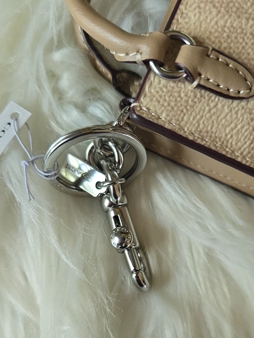 🍍Coach Beige Mini Tote Keychain Bag Charm NWT - Picture 10 of 10